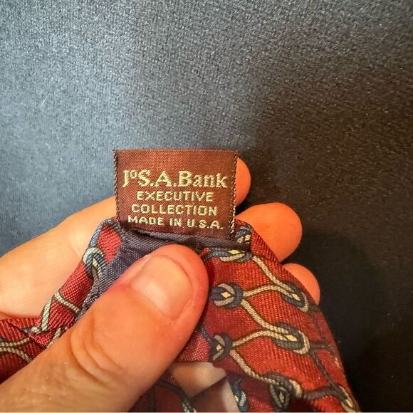 Joseph A Bank Executive Collection All Sil Tie Printed in Italy Geometric Knot - Picture 5 of 5